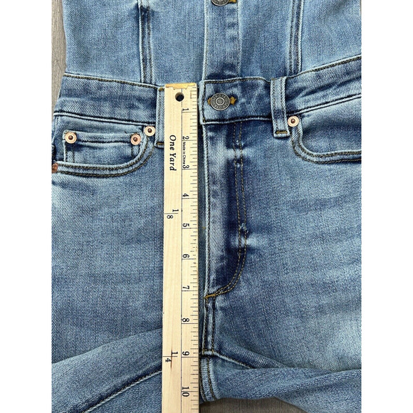 SER.O.YA Womens Size Small Blue Fallon Denim Flare Jumpsuit Split Raw Hem NWT - Picture 13 of 16